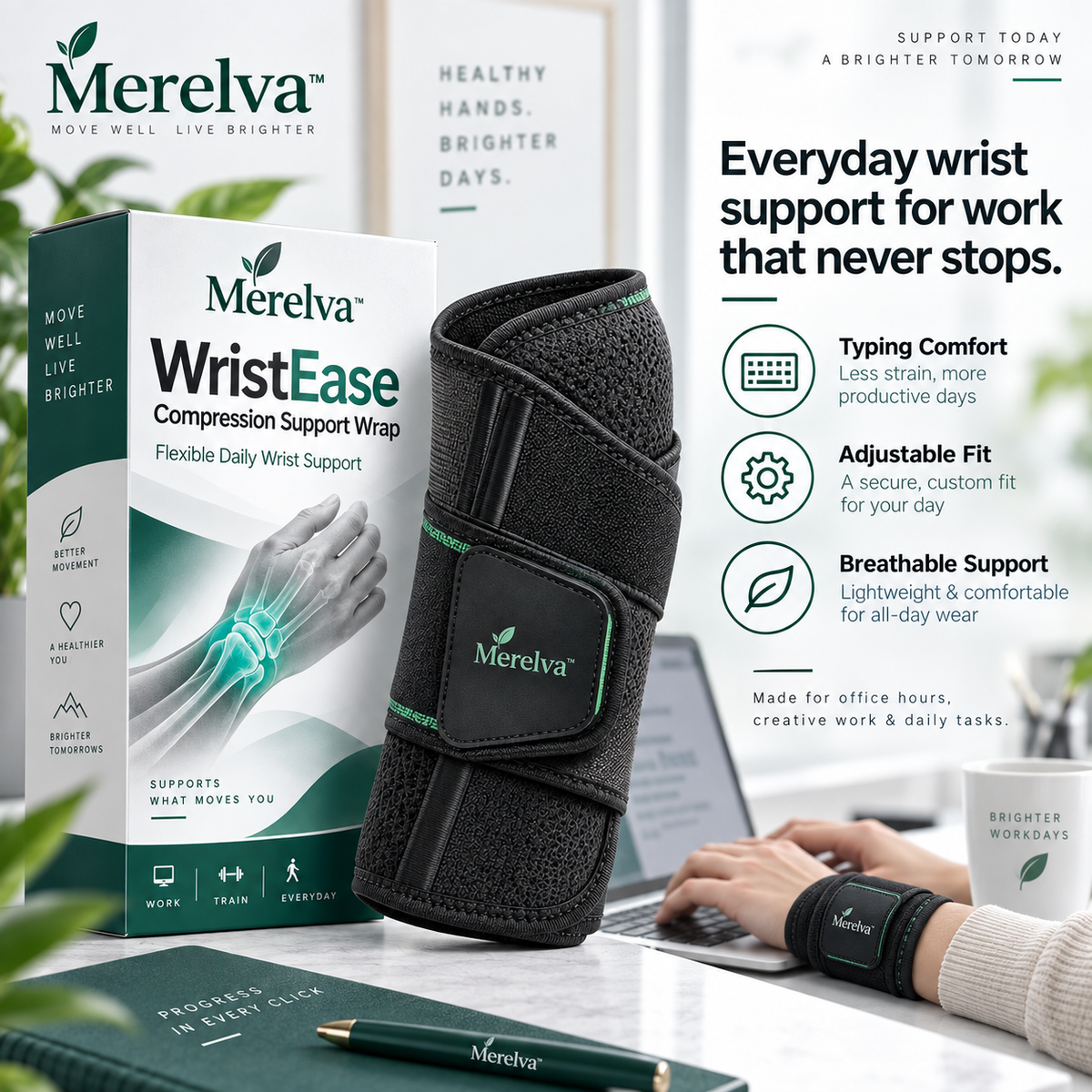 Merelva™ WristEase Compression Support Wrap